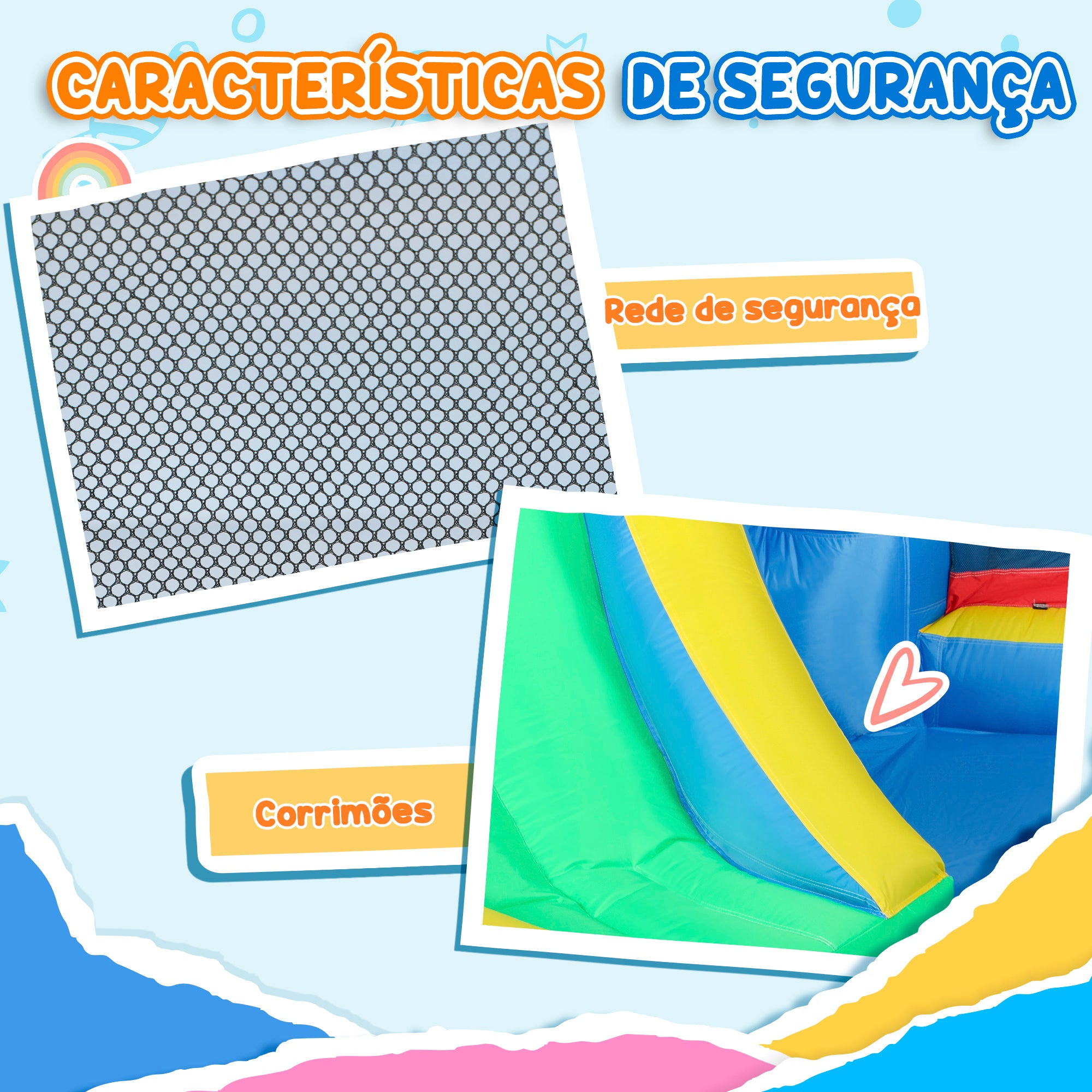 Castelo Insuflável 5 em 1 Multicor 385x290x180 cm