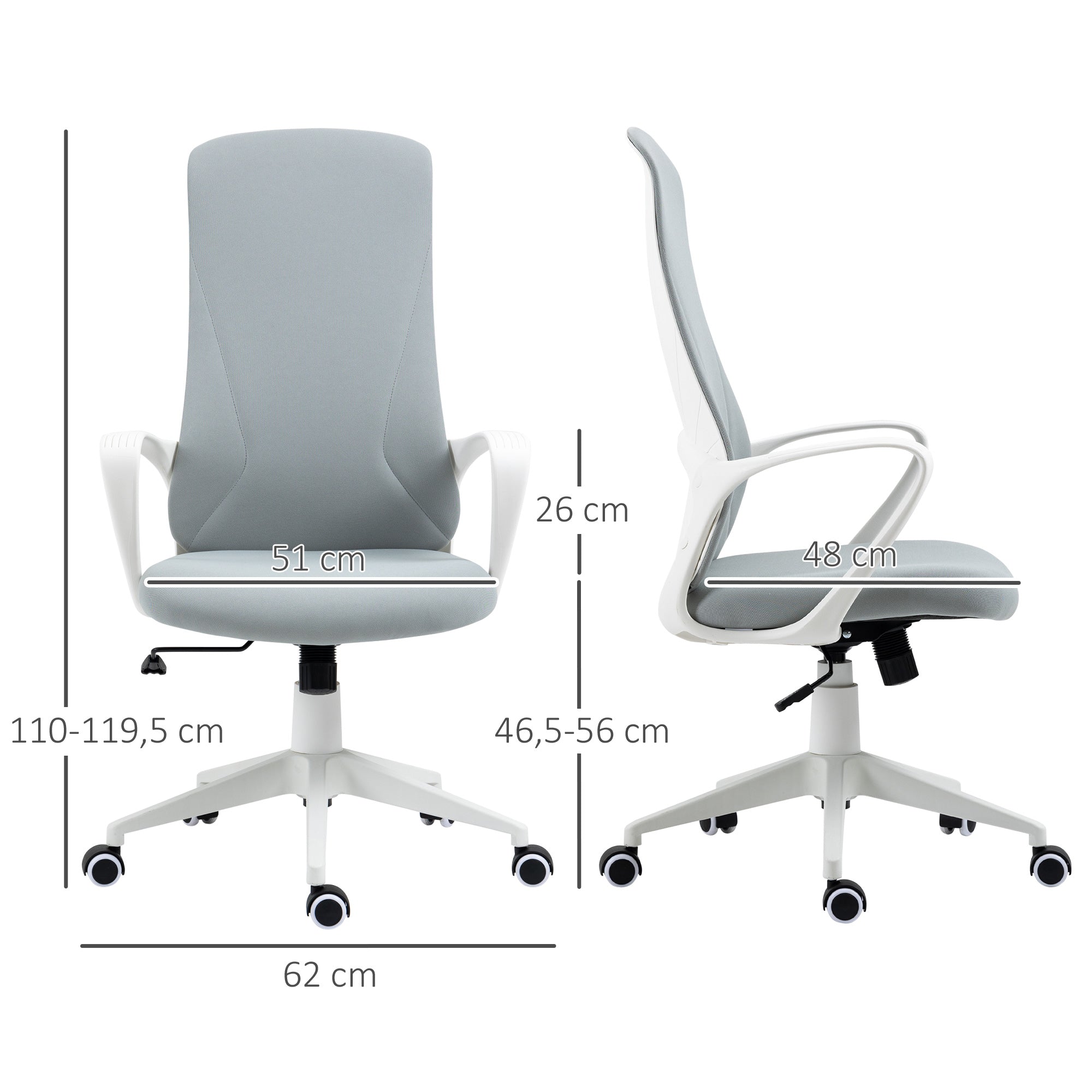 Cadeira de Escritório Ergonómica Cinza Claro 62x56x110-119,5 cm