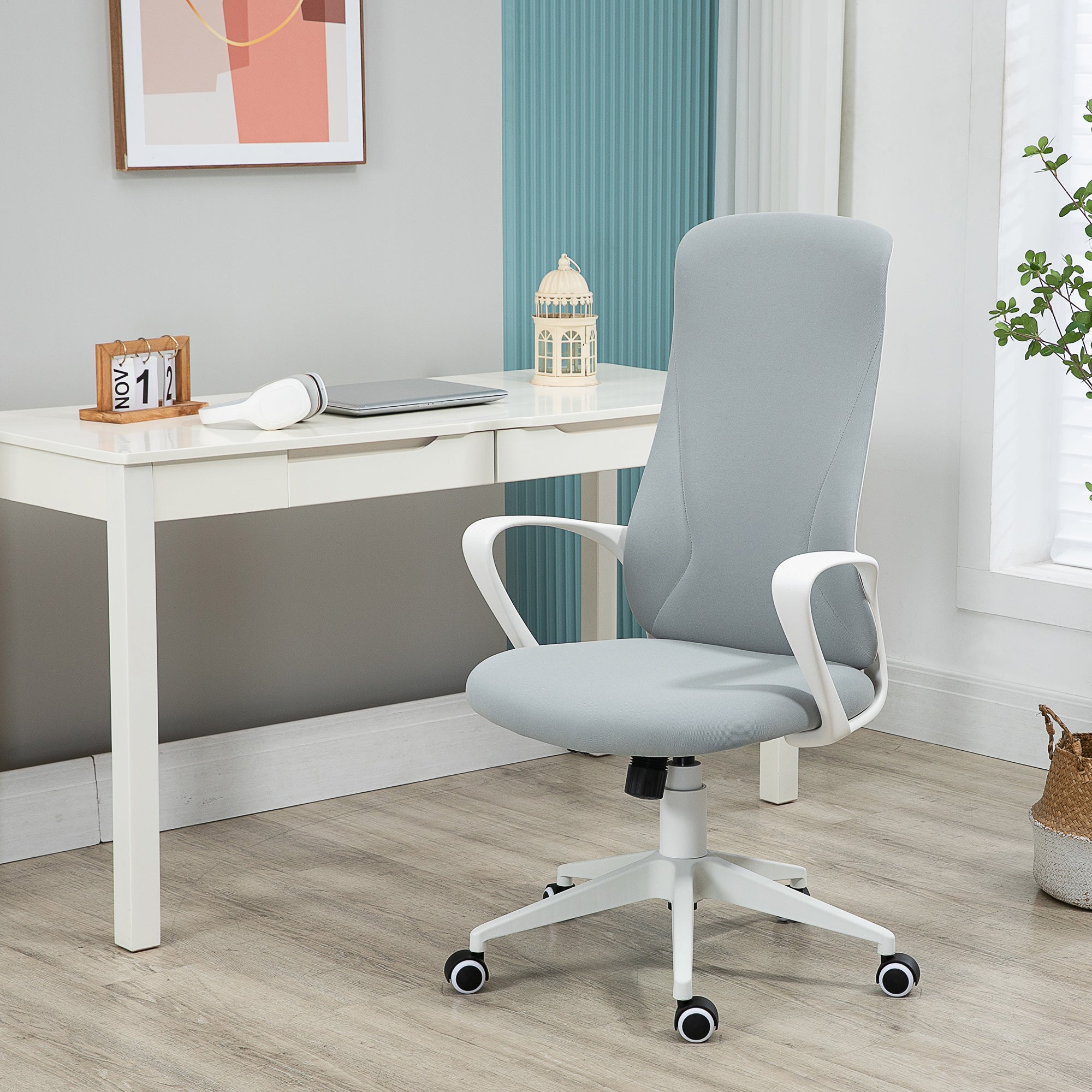 Cadeira de Escritório Ergonómica Cinza Claro 62x56x110-119,5 cm