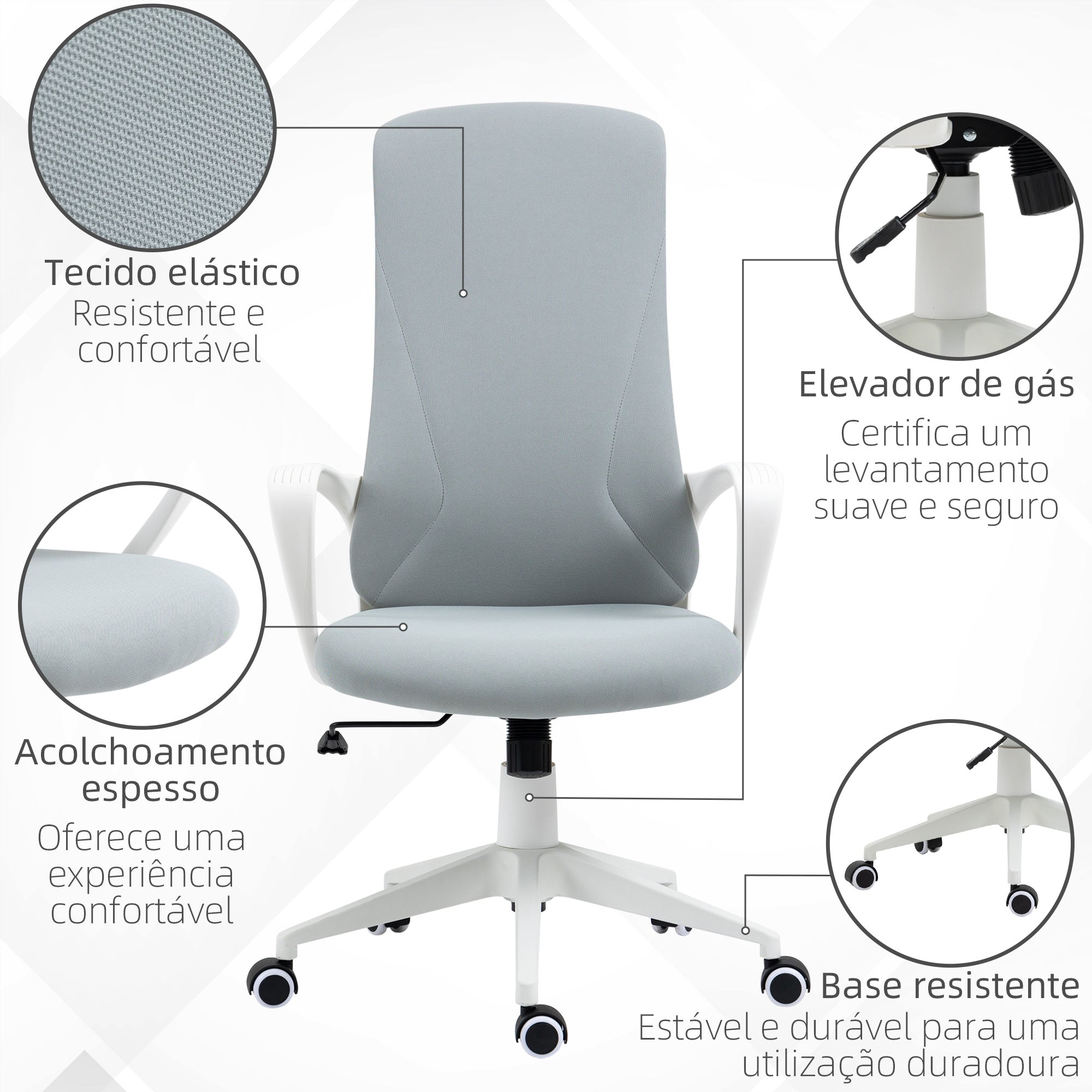 Cadeira de Escritório Ergonómica Cinza Claro 62x56x110-119,5 cm