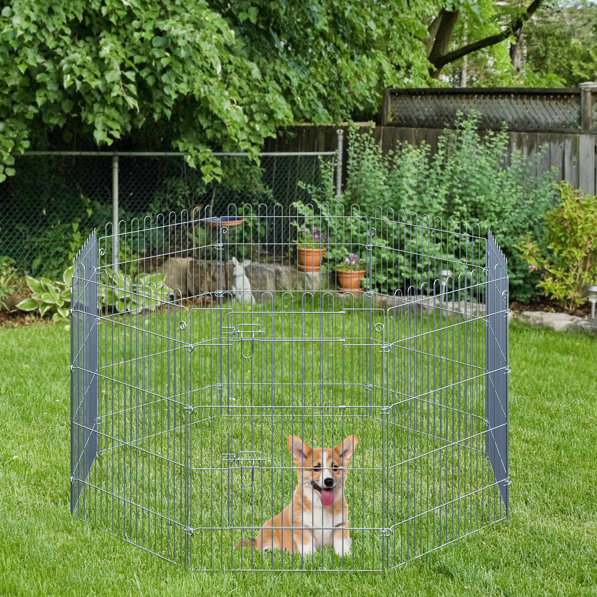 Parque para Animais de Estimação 63x91cm Prata