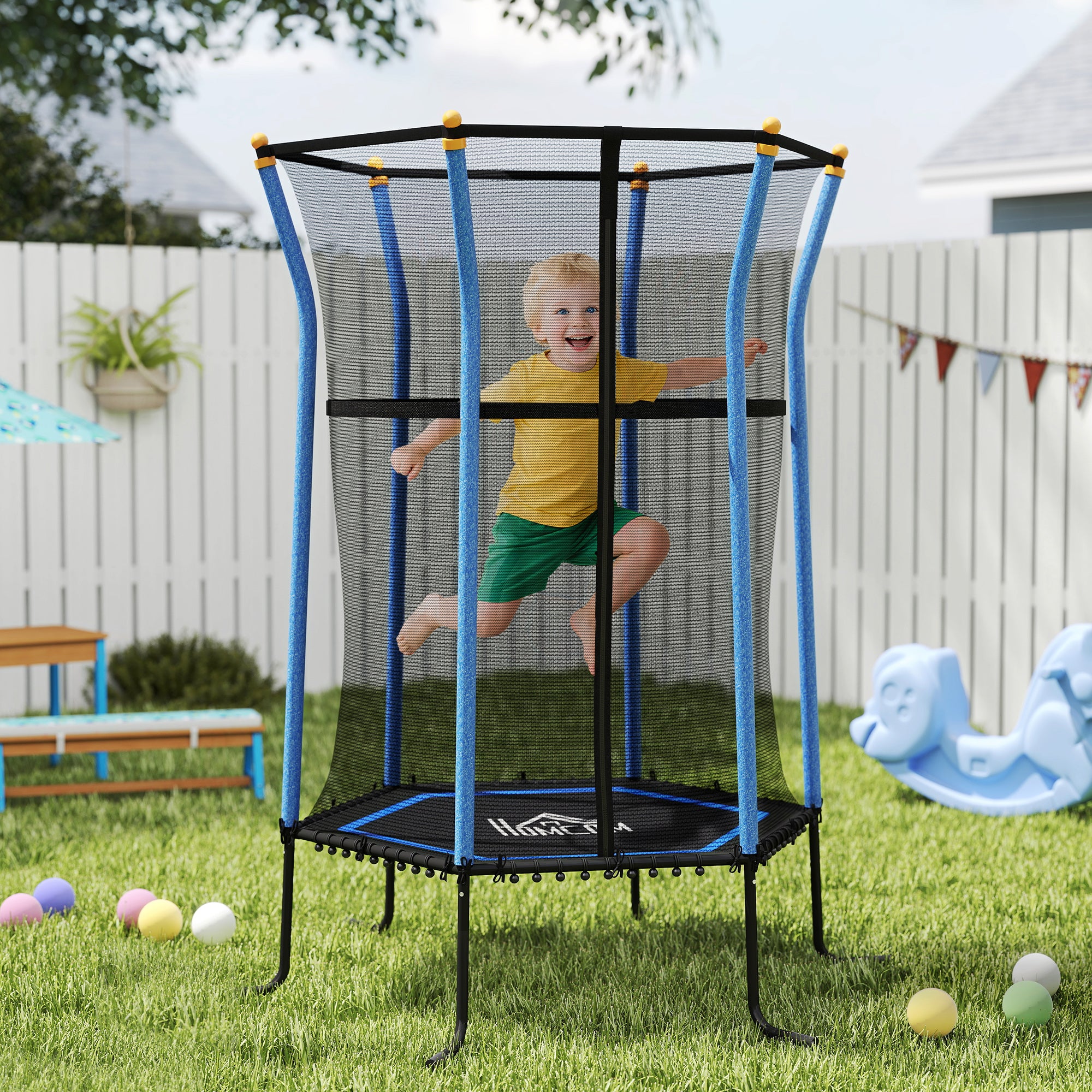 Trampolim Infantil Ø163,5x190 cm Azul