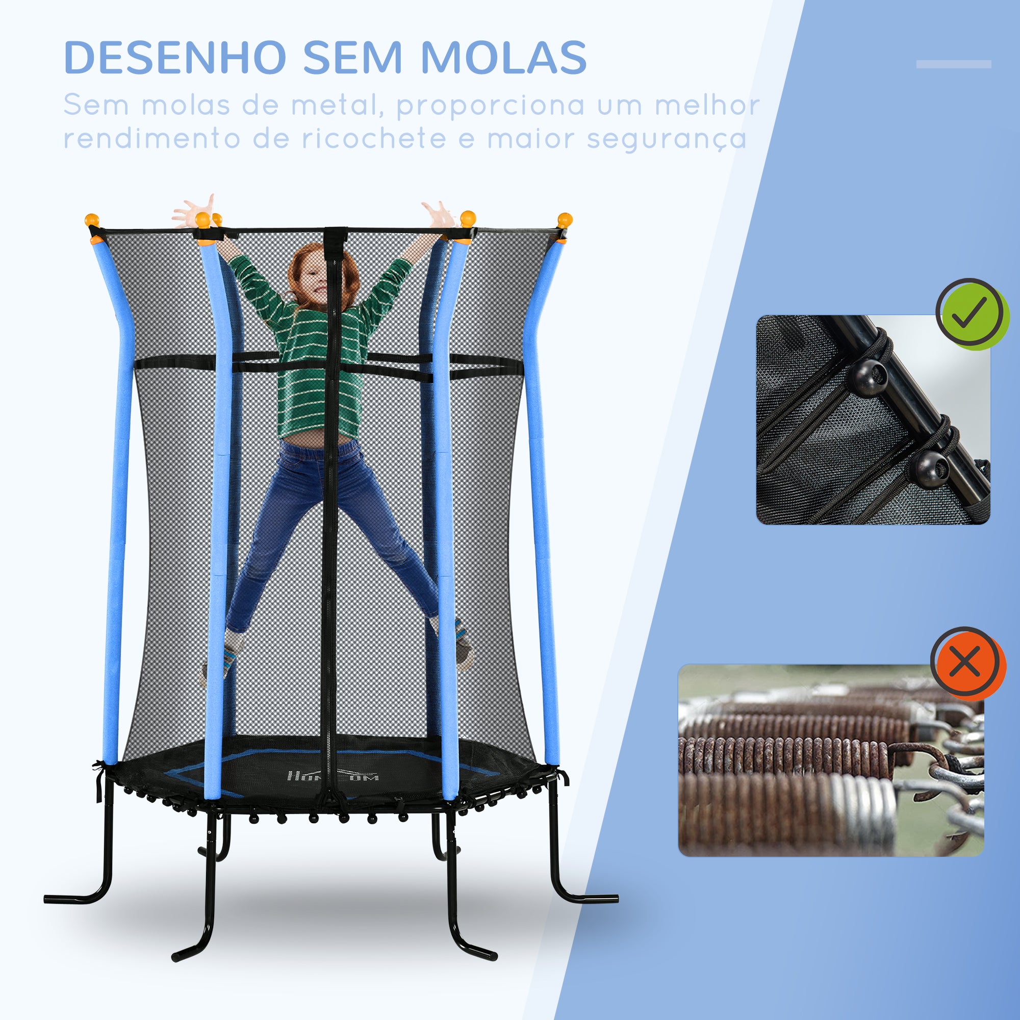 Trampolim Infantil Ø163,5x190 cm Azul