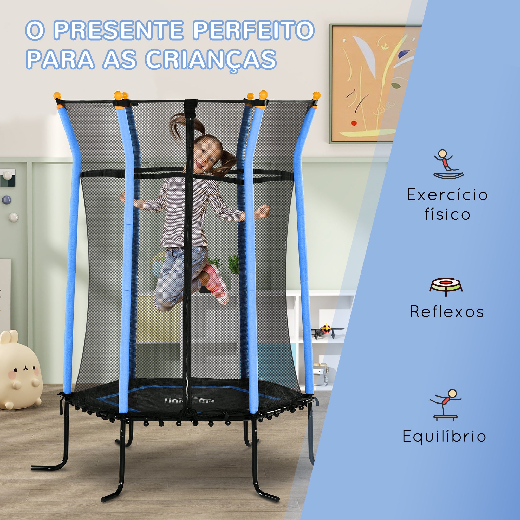 Trampolim Infantil Ø163,5x190 cm Azul