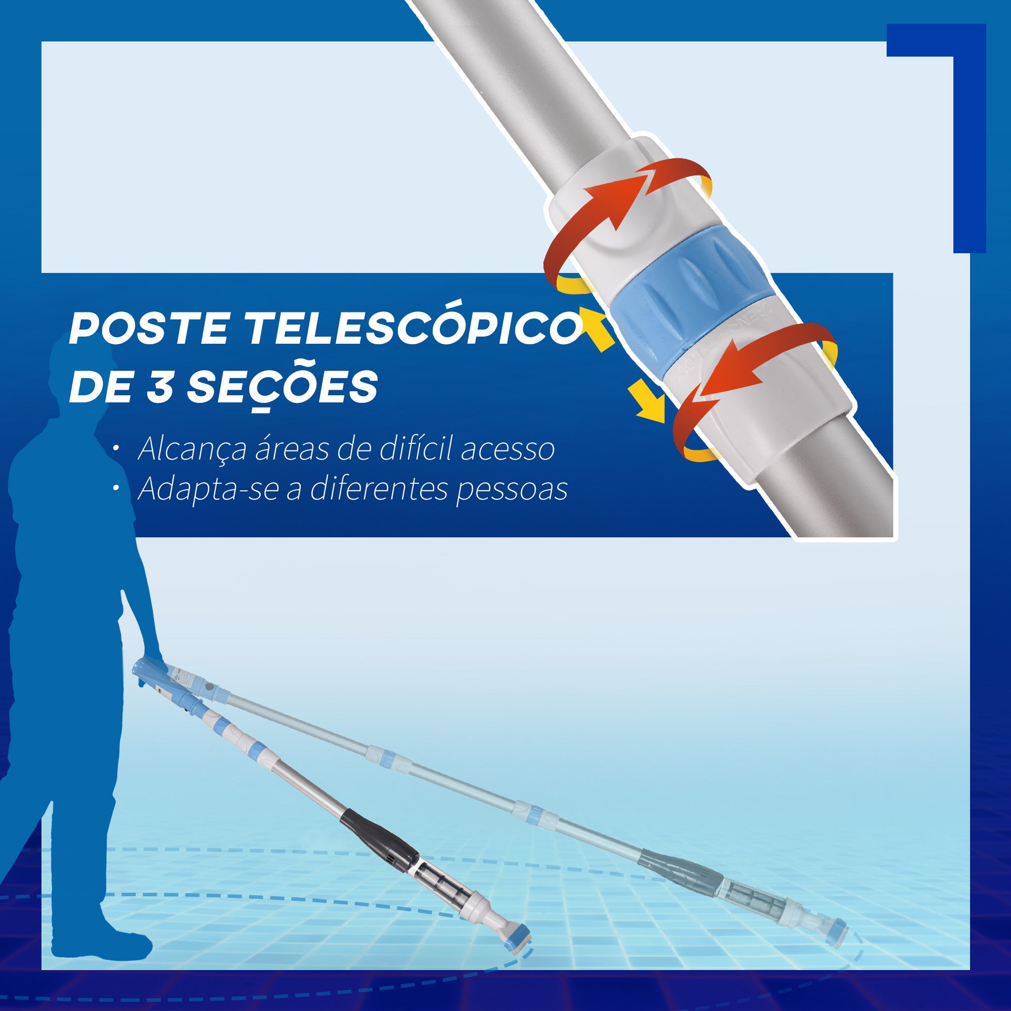Aspirador de Piscina Manual Multicor Ø6x162 cm