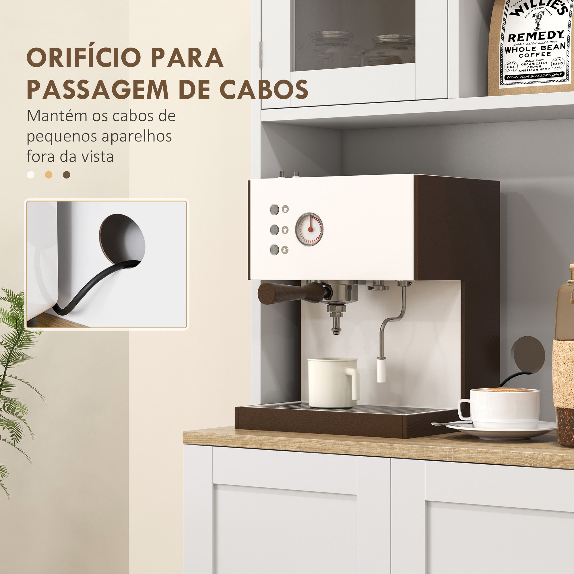 Armário de Cozinha 60x35x169 cm Branco - Móvel Auxiliar com Prateleiras Ajustáveis